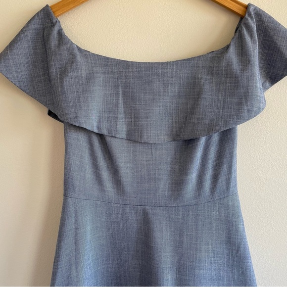 Banana Republic Chambray Off The Shoulder Knee Length Dress Size 4 - Picture 9 of 11
